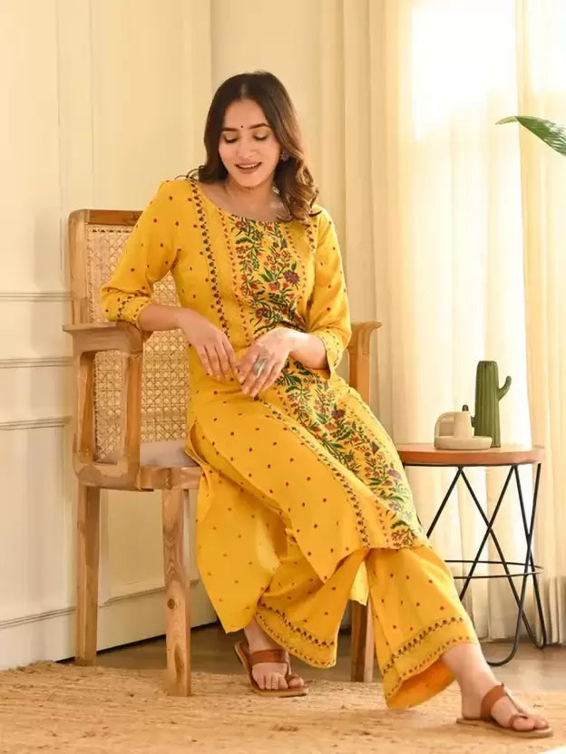 Women Kurta and Palazzo Set Viscose Rayon