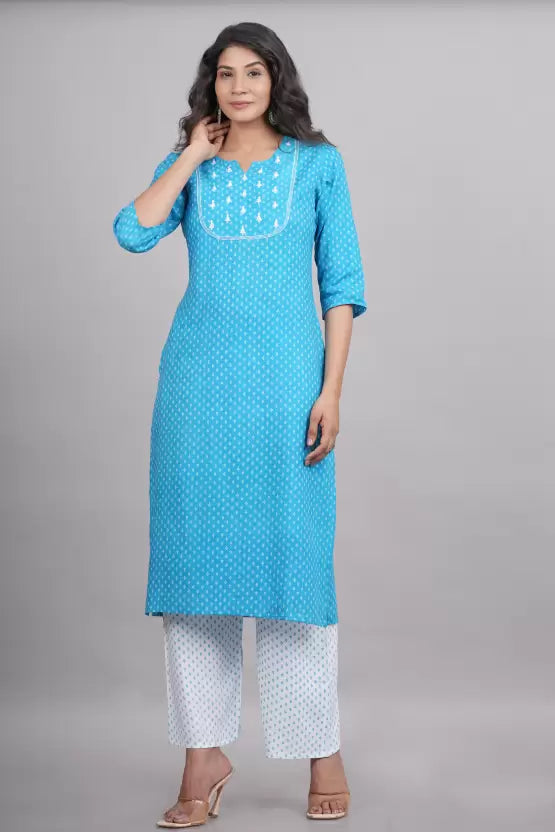 Women Kurta and Palazzo Set Viscose Rayon