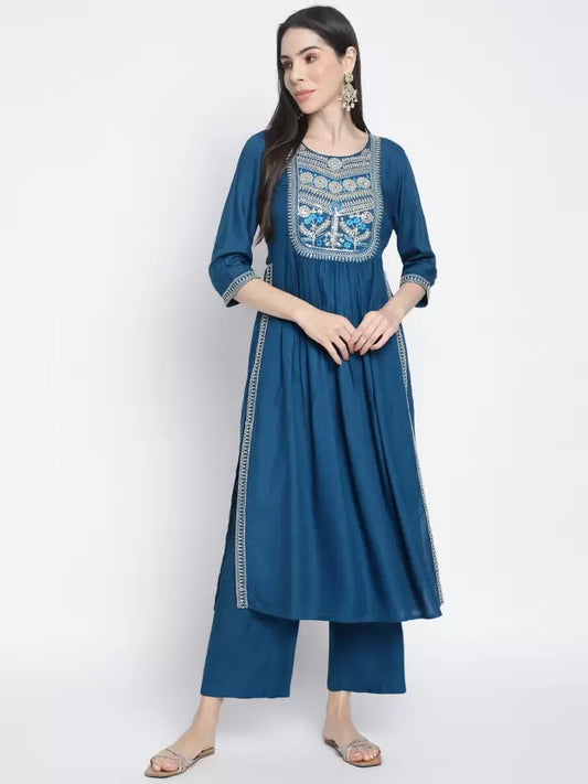 Women Kurta and Palazzo Set Viscose Rayon