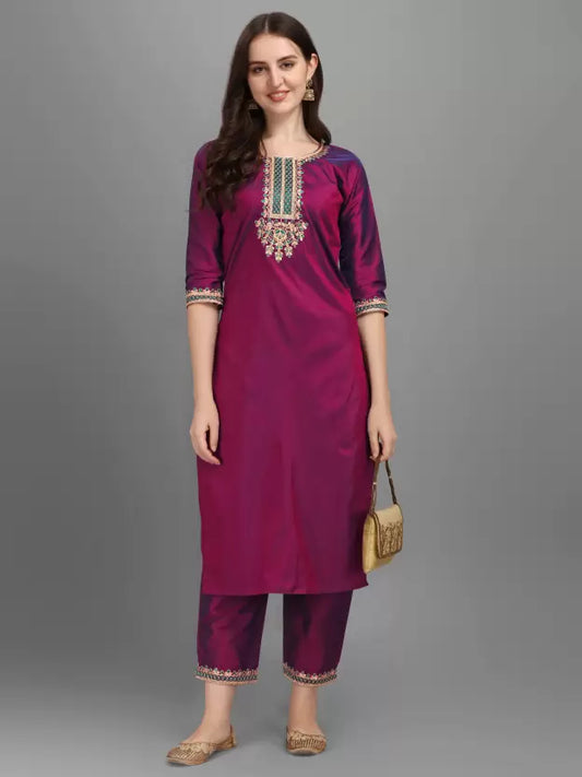 Women Kurta and Pant Set Art Silk