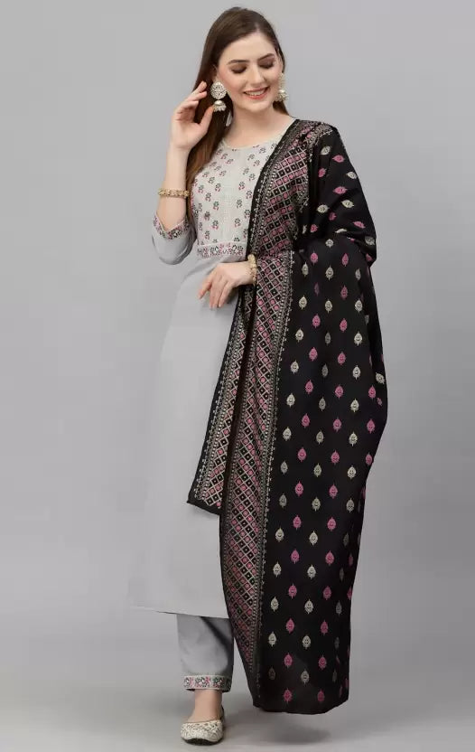 Women Kurta and Pant Set Cotton Blend