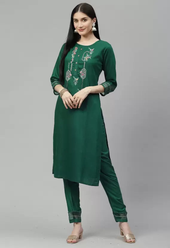 Women Kurta and Pant Set Cotton Blend