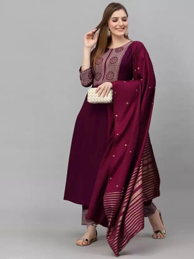 Women Kurta and Pant Set Cotton Blend