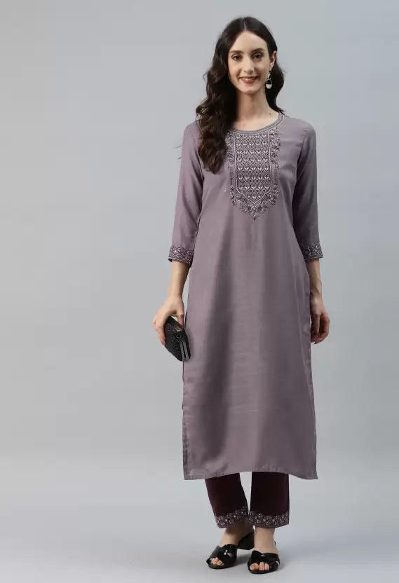 Women Kurta and Pant Set Cotton Blend