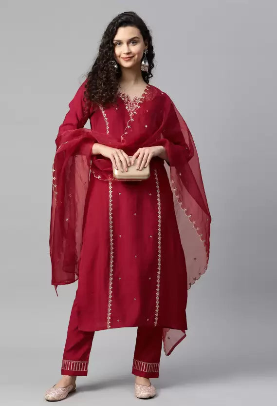 Women Kurta and Pant Set Cotton Blend