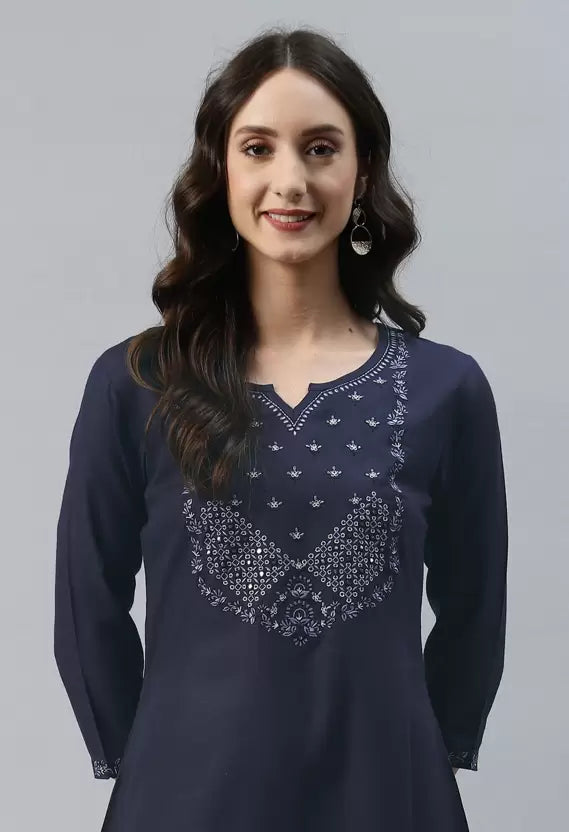 Women Kurta and Pant Set Cotton Blend