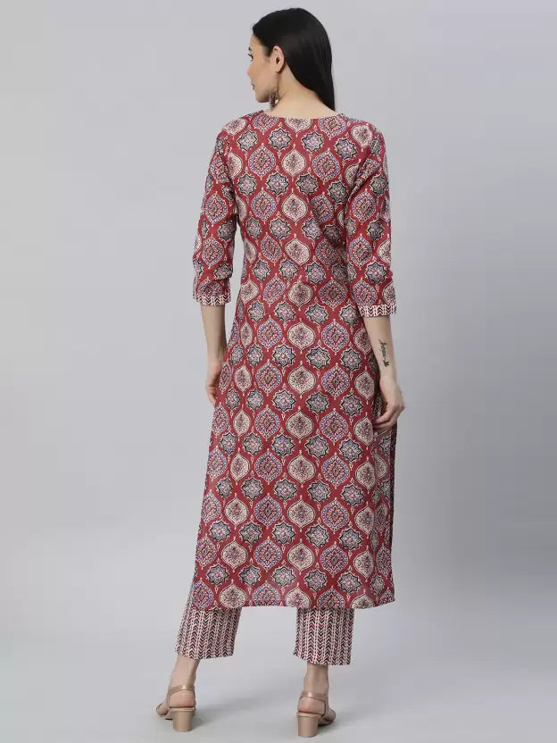 Women Kurta and Pant Set Cotton Blend