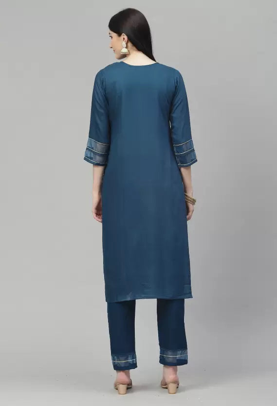 Women Kurta and Pant Set Cotton Blend