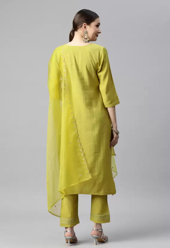 Women Kurta and Pant Set Cotton Blend