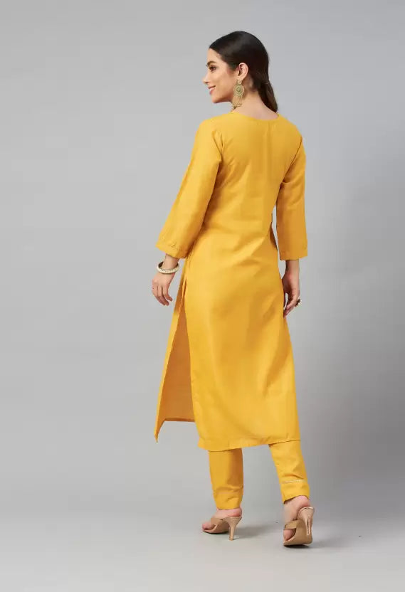 Women Kurta and Pant Set Cotton Blend