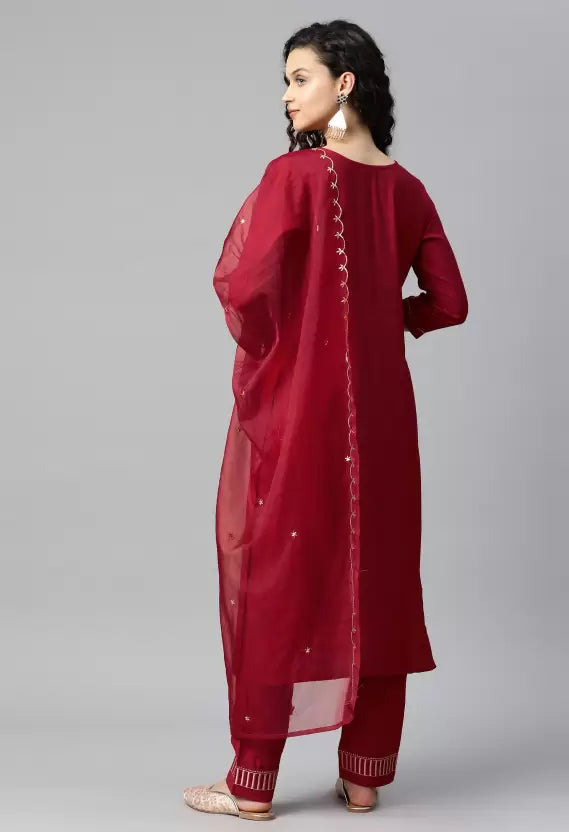 Women Kurta and Pant Set Cotton Blend