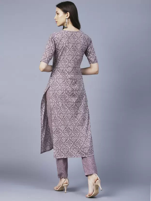 Women Kurta and Pant Set Cotton Blend