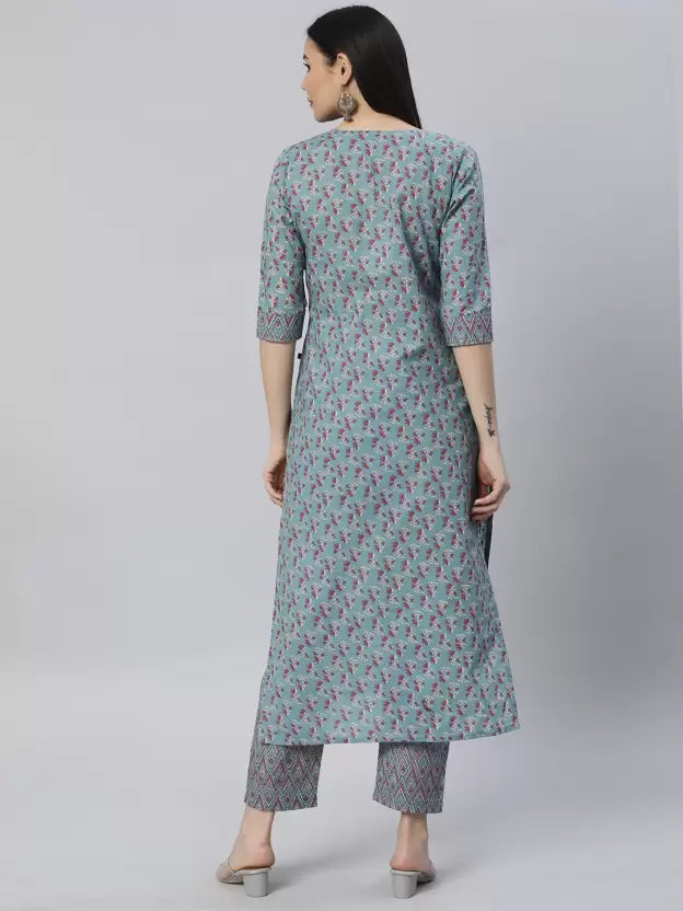 Women Kurta and Pant Set Cotton Blend