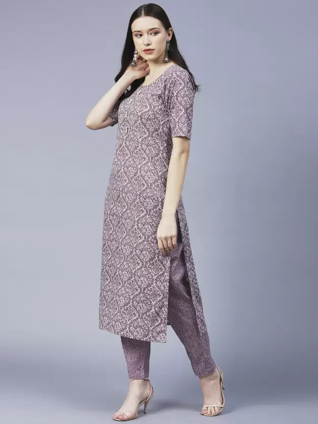 Women Kurta and Pant Set Cotton Blend