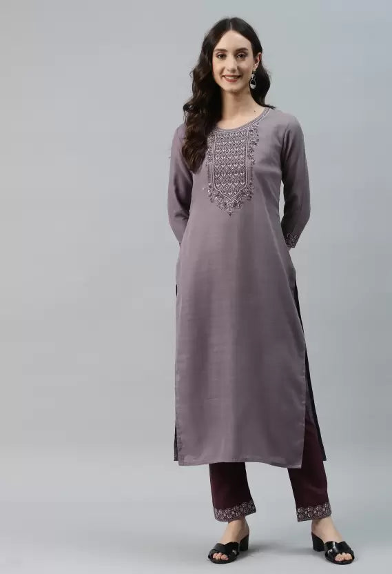 Women Kurta and Pant Set Cotton Blend