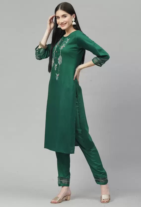 Women Kurta and Pant Set Cotton Blend