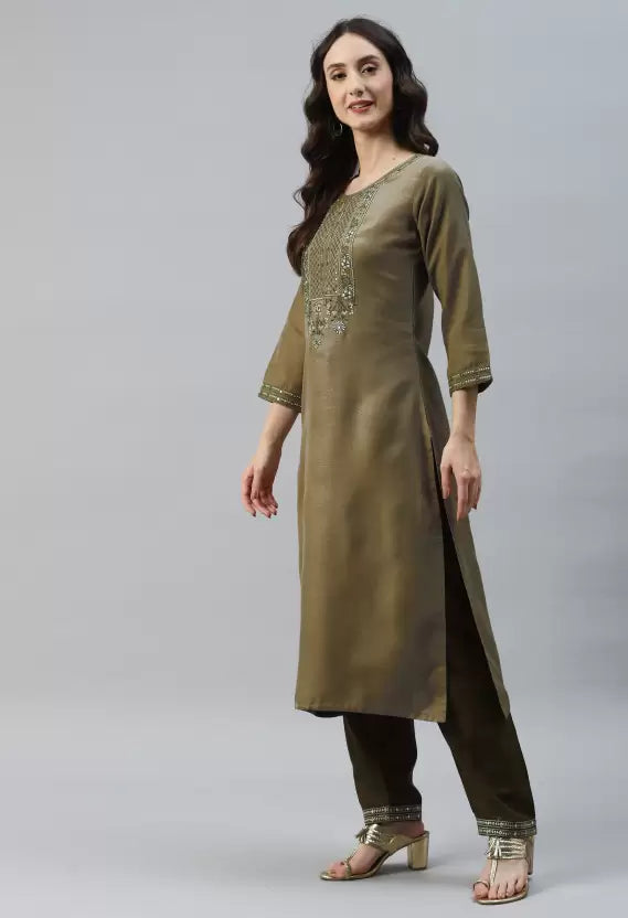 Women Kurta and Pant Set Cotton Blend