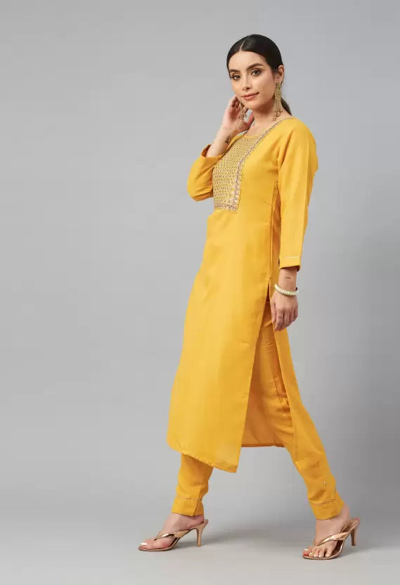 Women Kurta and Pant Set Cotton Blend