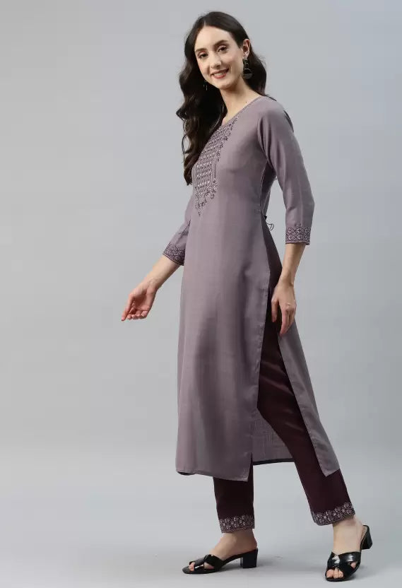 Women Kurta and Pant Set Cotton Blend