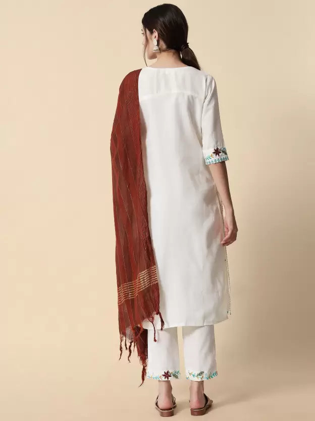 Women Kurta and Pant Set Cotton Blend
