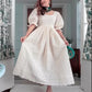 Off-white Embroidered Anarkali Puff-Sleeve Dress