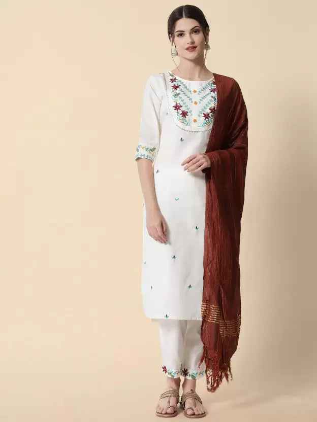 Women Kurta and Pant Set Cotton Blend