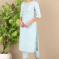 Women Kurta and Pant Set Cotton Blend