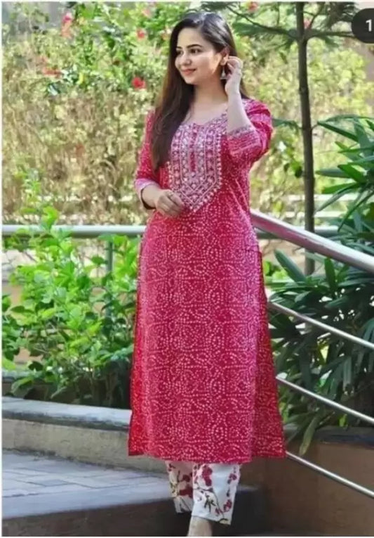 Women Cotton Rayon Kurta and Pant Set