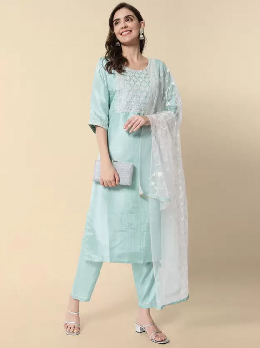Women Silk Blend Kurta and Pant Set