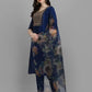 Women Kurta and Pant Set Silk Blend