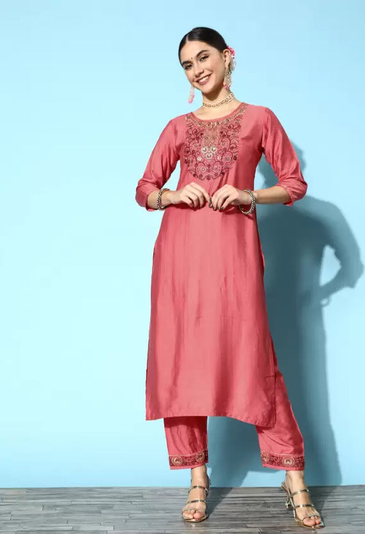 Women Kurta Pant And Dupatta Set Viscose Rayon