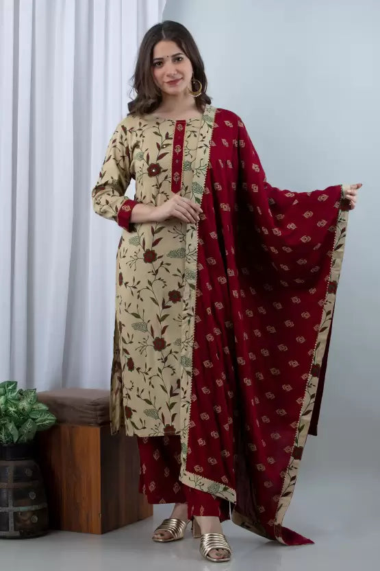 Women Kurta and Pant Set Viscose Rayon