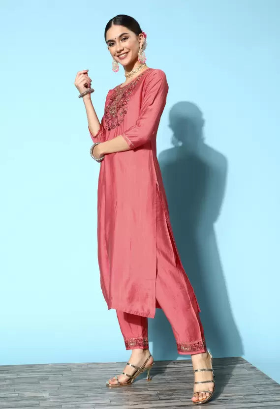 Women Kurta Pant And Dupatta Set Viscose Rayon