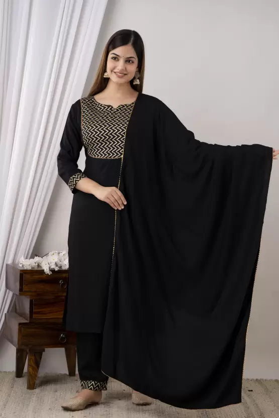 Women Kurta and Pant Set Viscose Rayon