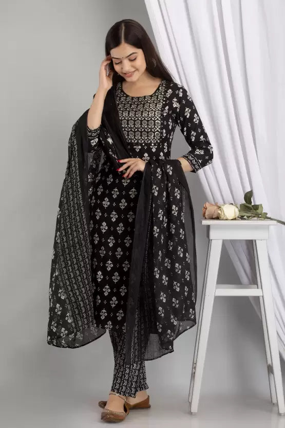 Women Kurta and Pant Set Viscose Rayon