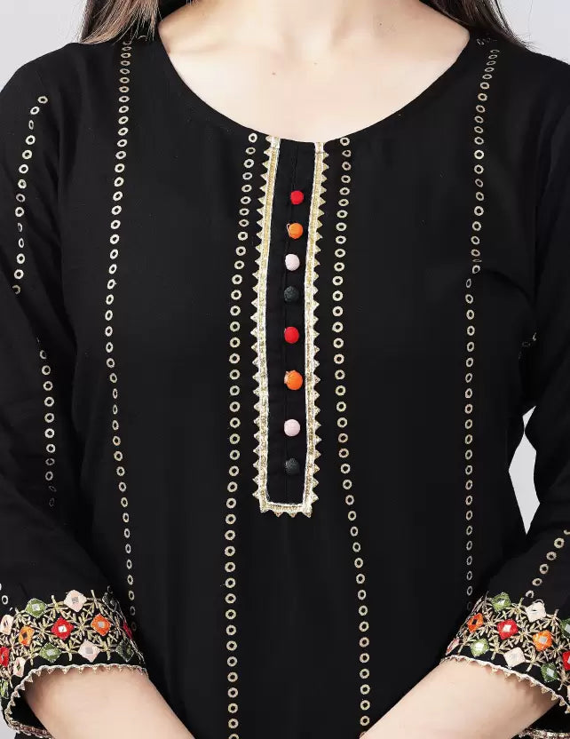 Women Kurta and Pant Set Viscose Rayon