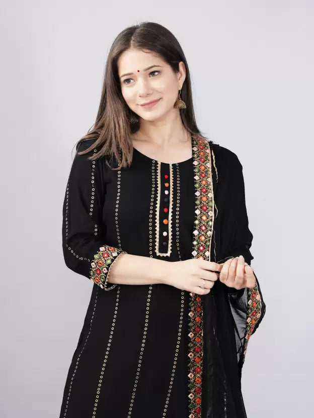 Women Kurta and Pant Set Viscose Rayon