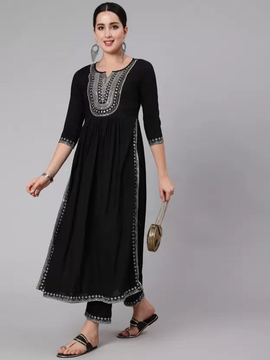 Women Kurta and Pant Set Viscose Rayon