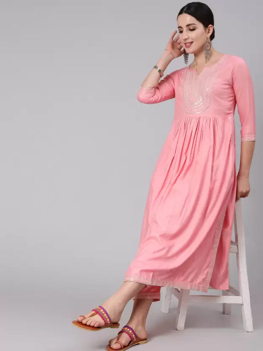 Women Kurta and Pant Set Viscose Rayon