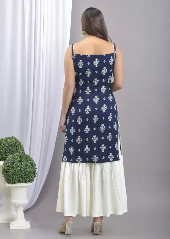 Women Kurta and Sharara Set Viscose Rayon