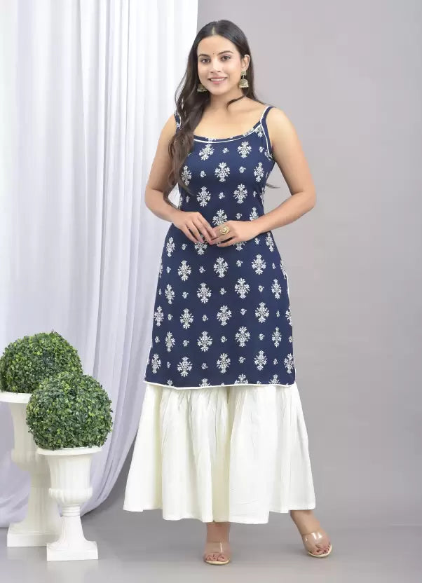 Women Kurta and Sharara Set Viscose Rayon