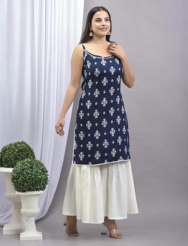 Women Kurta and Sharara Set Viscose Rayon