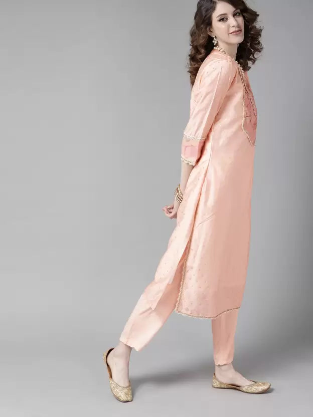 Women Silk Blend Kurta and Trousers Set