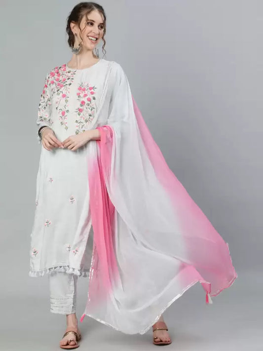 Women Viscose Rayon Kurta and Trousers Set