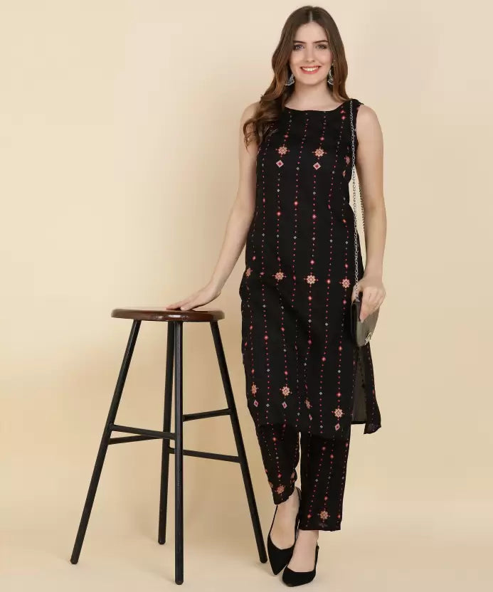 Women Kurta and Trousers Set Viscose Rayon