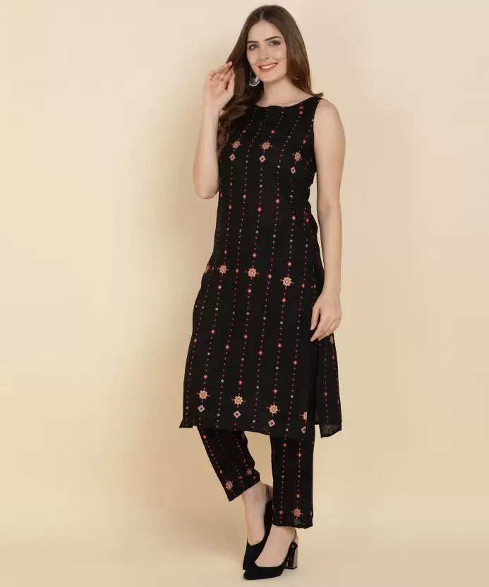 Women Kurta and Trousers Set Viscose Rayon