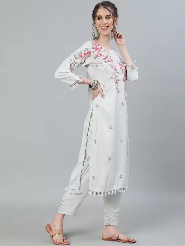 Women Viscose Rayon Kurta and Trousers Set