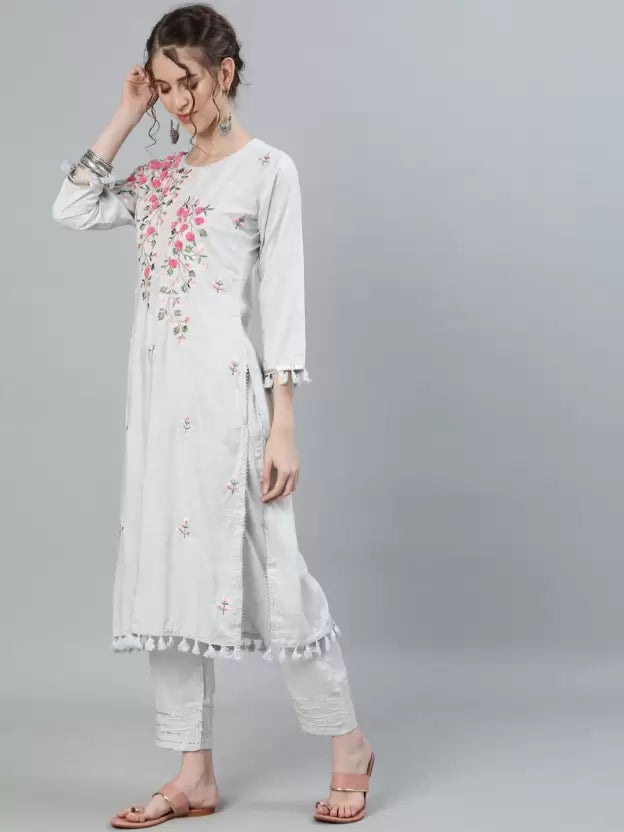 Women Viscose Rayon Kurta and Trousers Set