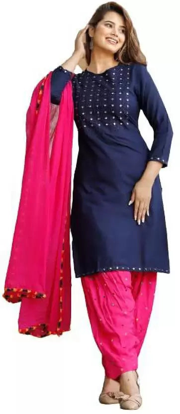 Women Viscose Rayon Kurti Patiala and Dupatta Set
