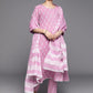 Women Lavender Flare Cotton Kurta set with Dupatta